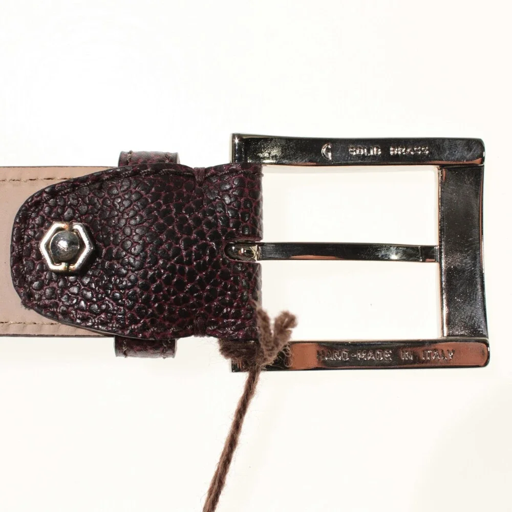 Di Bianco NWT Cut to Size Dress Belt In Dark Red Pebbled Leather One Size